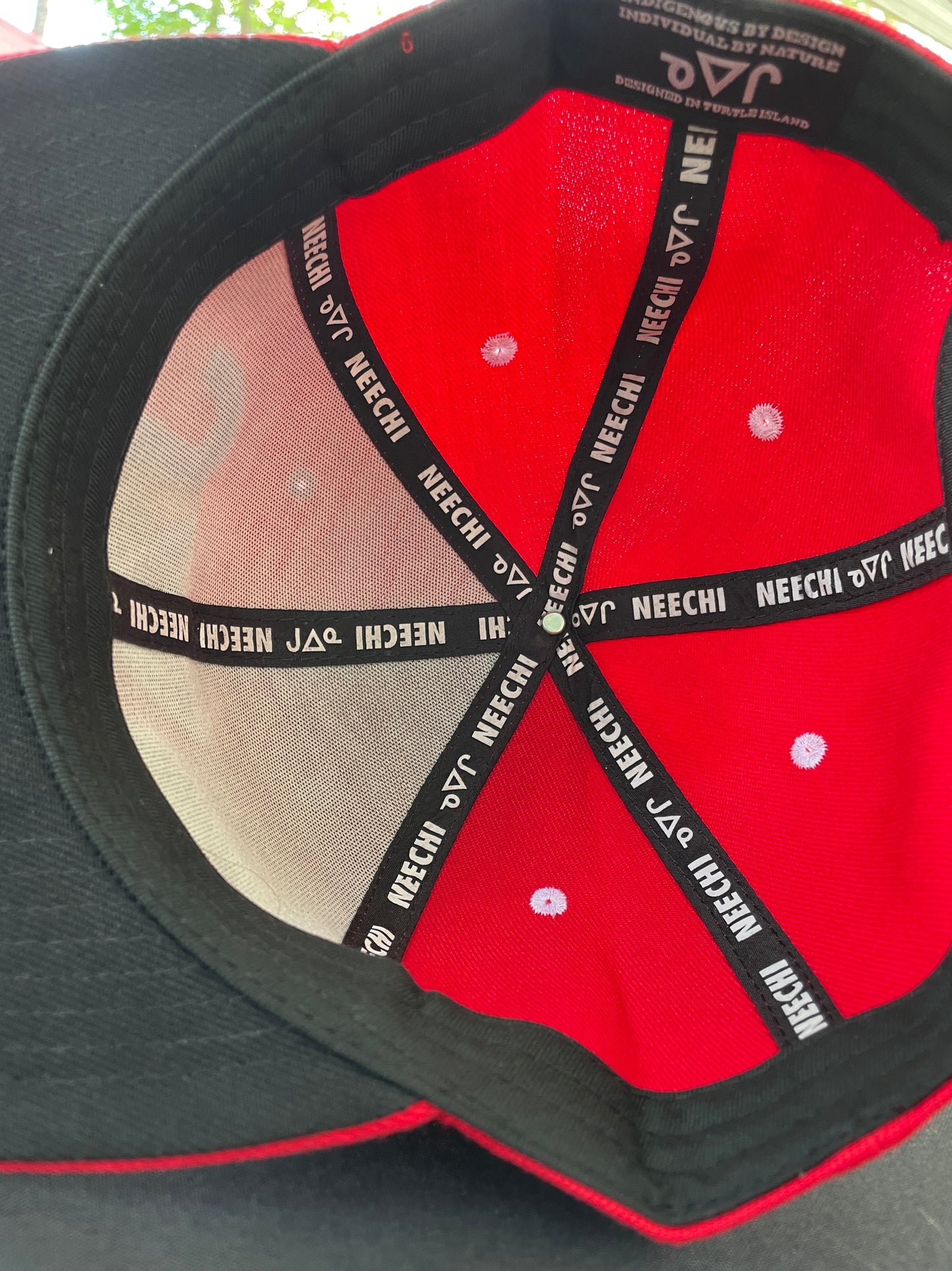 White-on-Red Neechi Syllabic Snapback