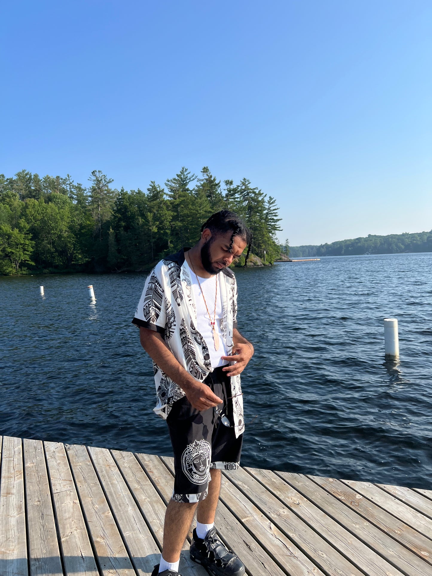 Matoaka Head White Feather Shorts