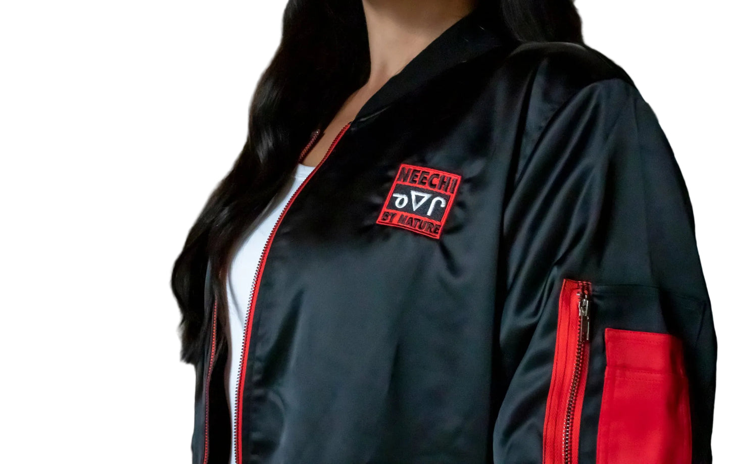 Reversible Red Feather Bomber Jacket
