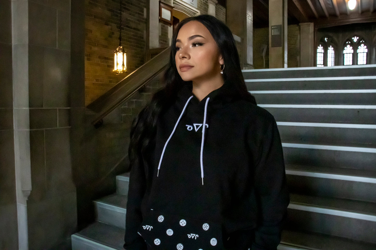 White On Black Neechi Syllabic Hoodie