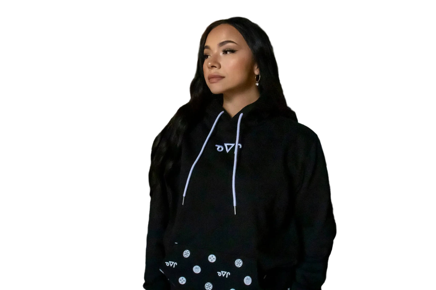 White On Black Neechi Syllabic Hoodie