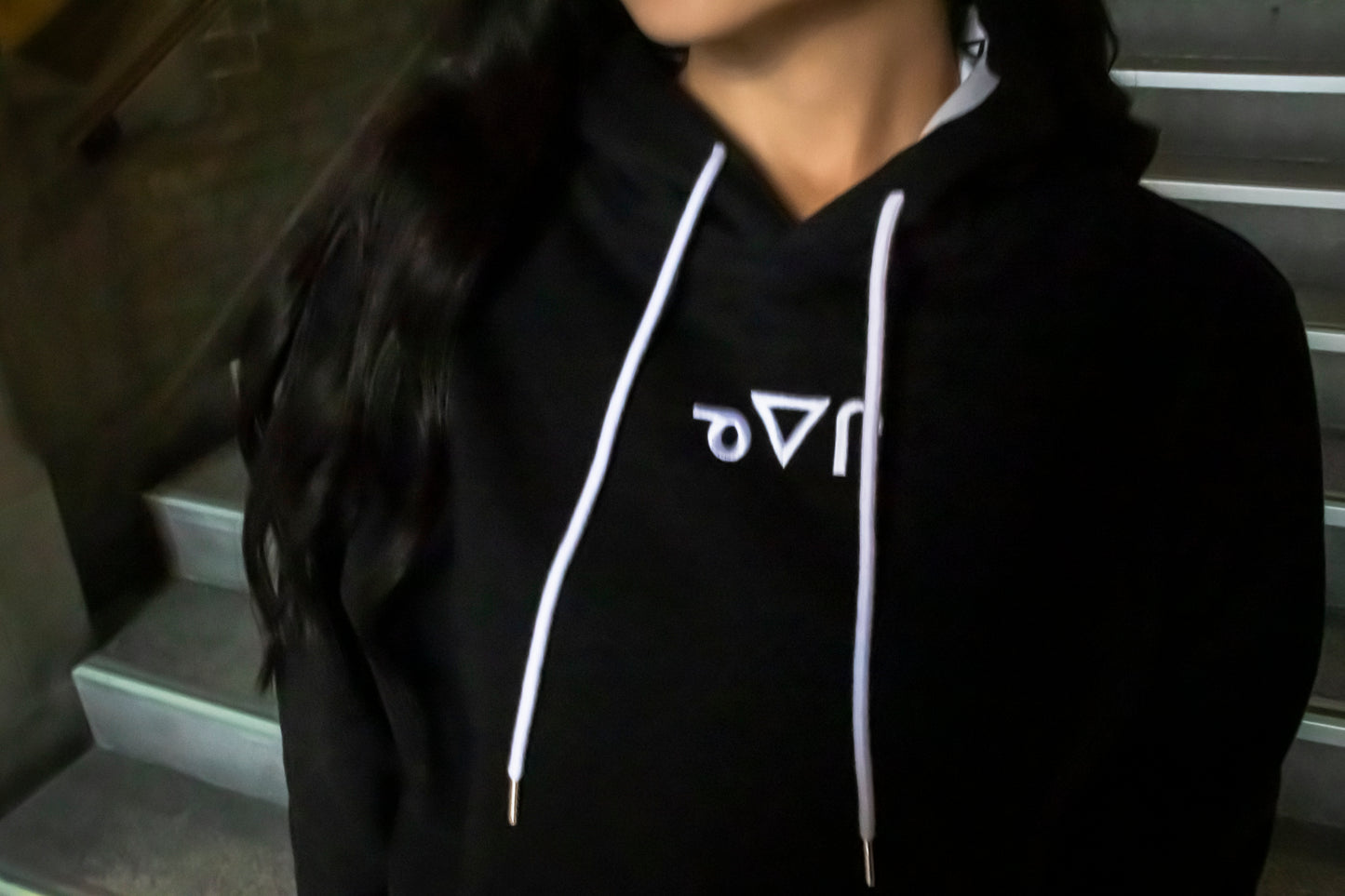 White On Black Neechi Syllabic Hoodie