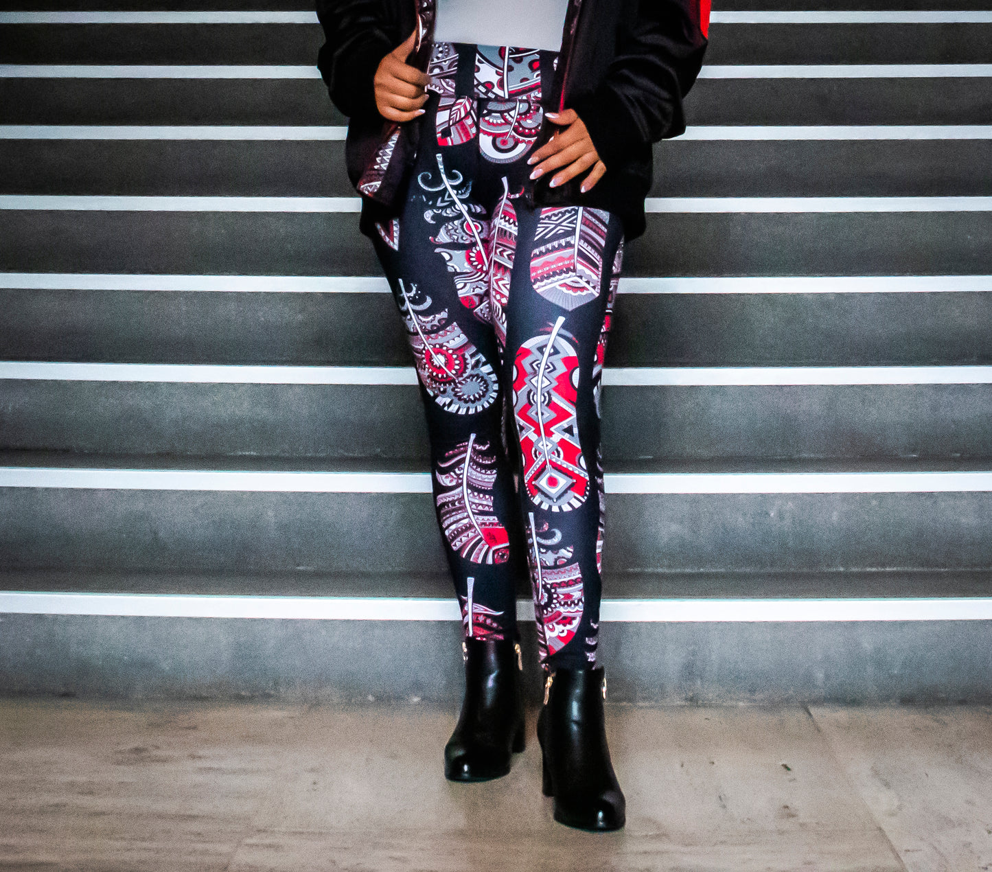 Red Neechi Feather Tights