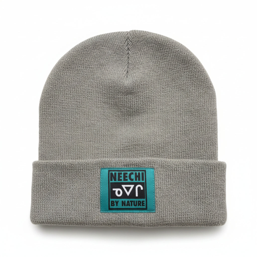 Turquoise on Grey Neechi Beanie