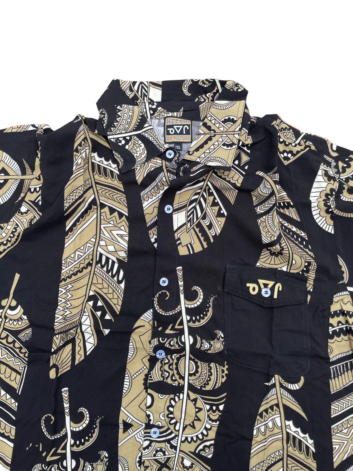 Gold Neechi Feather Men's Button Up Shirt