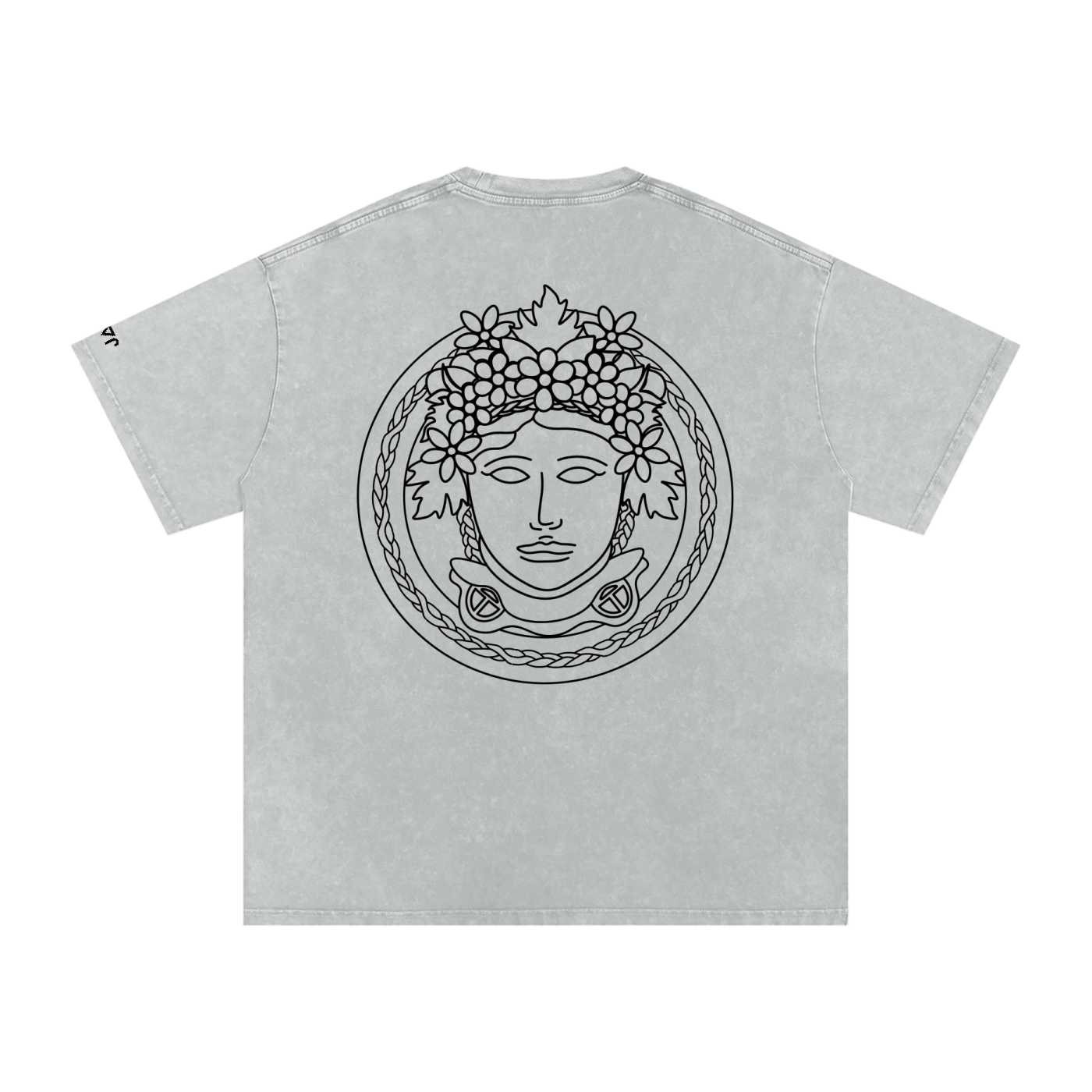 Matoaka Head (Black Print) Snow Washed Oversized  T-Shirt