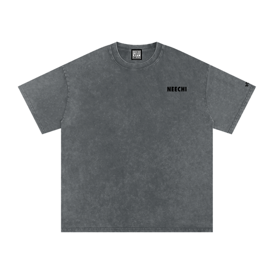 Matoaka Head (Black Print) Snow Washed Oversized  T-Shirt