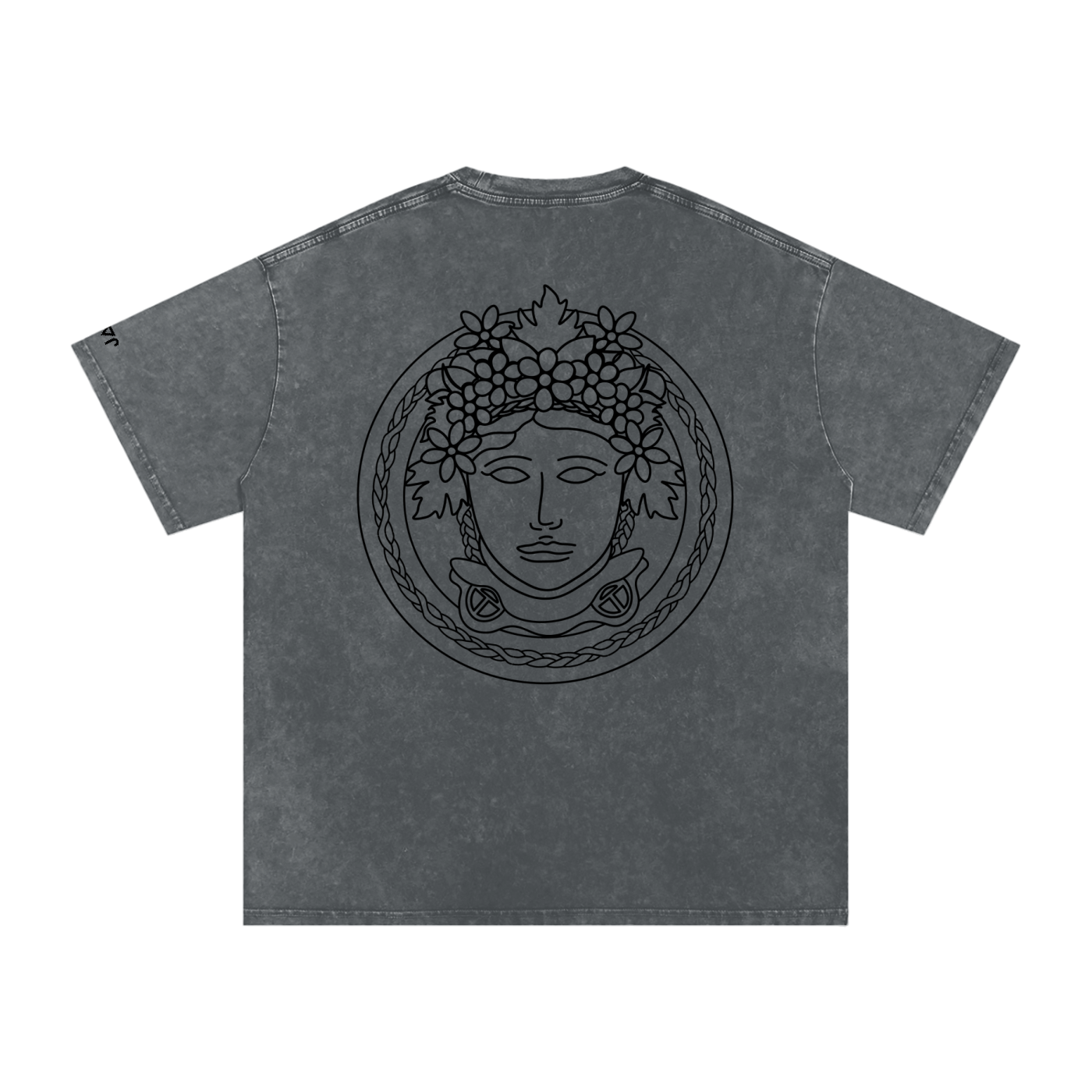 Matoaka Head (Black Print) Snow Washed Oversized  T-Shirt