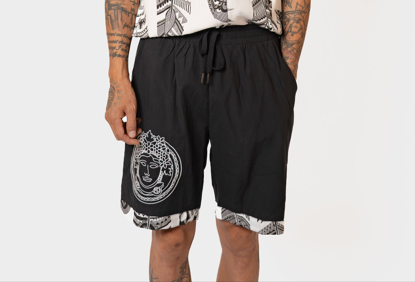 Matoaka Head White Feather Shorts