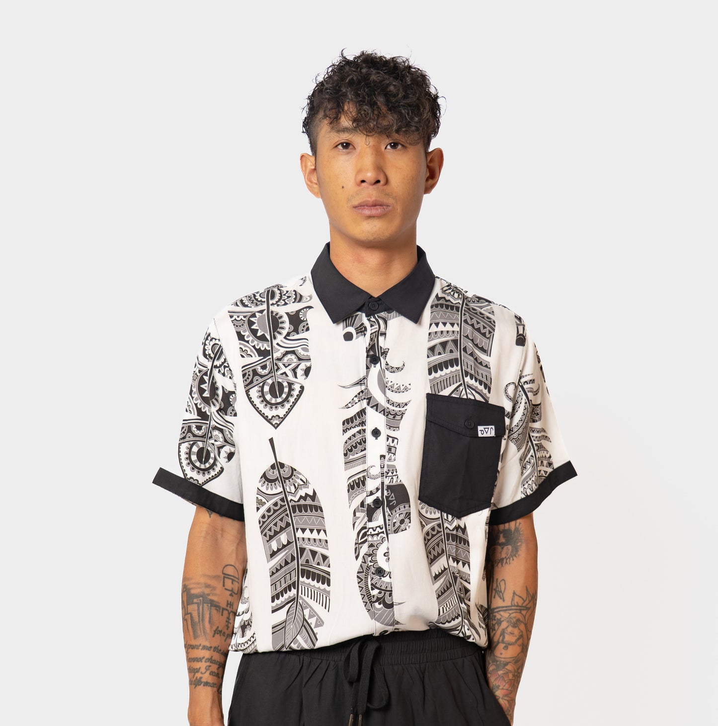 White Feather Button Up Shirt