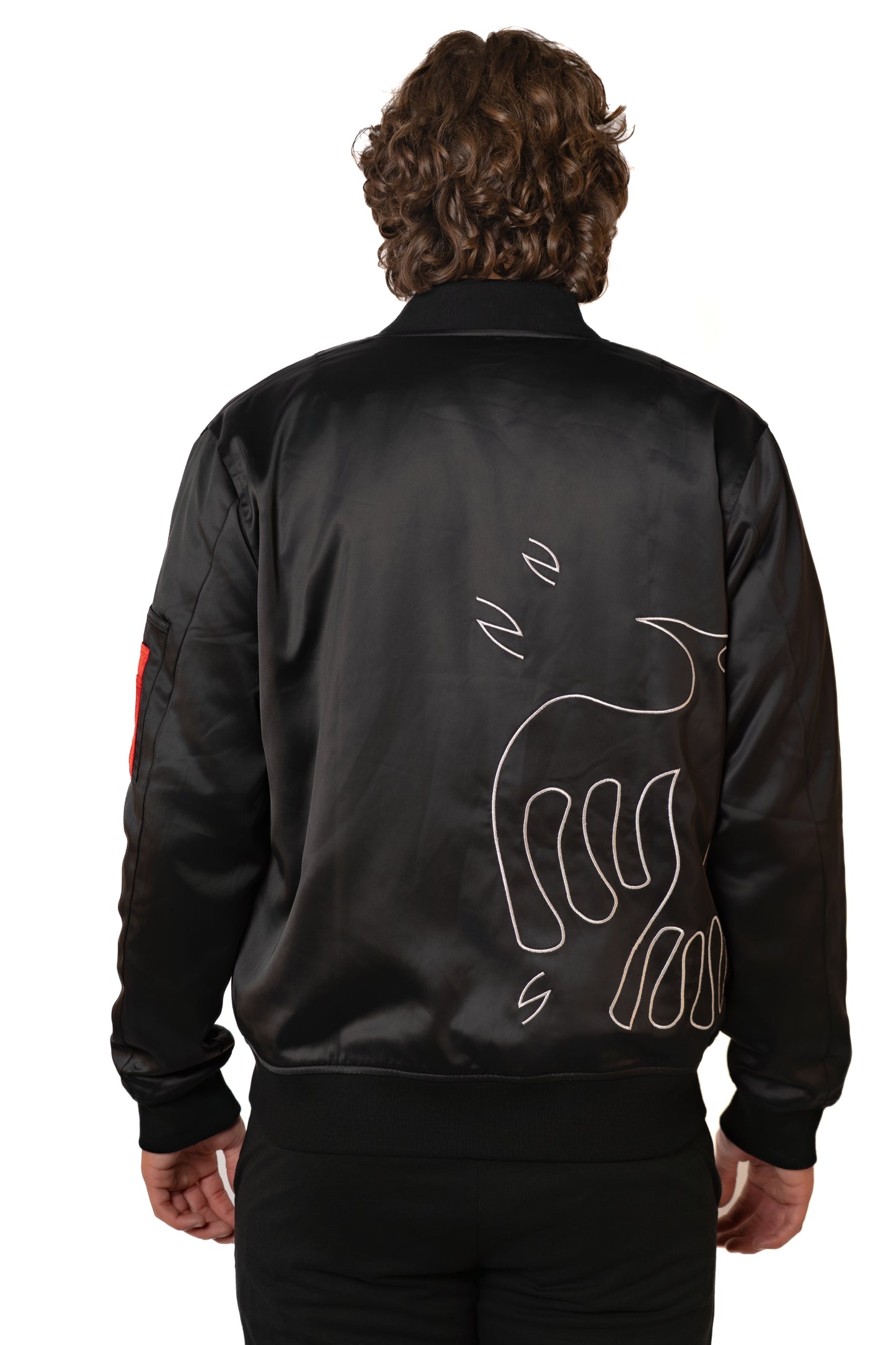 Reversible Red Feather Bomber Jacket