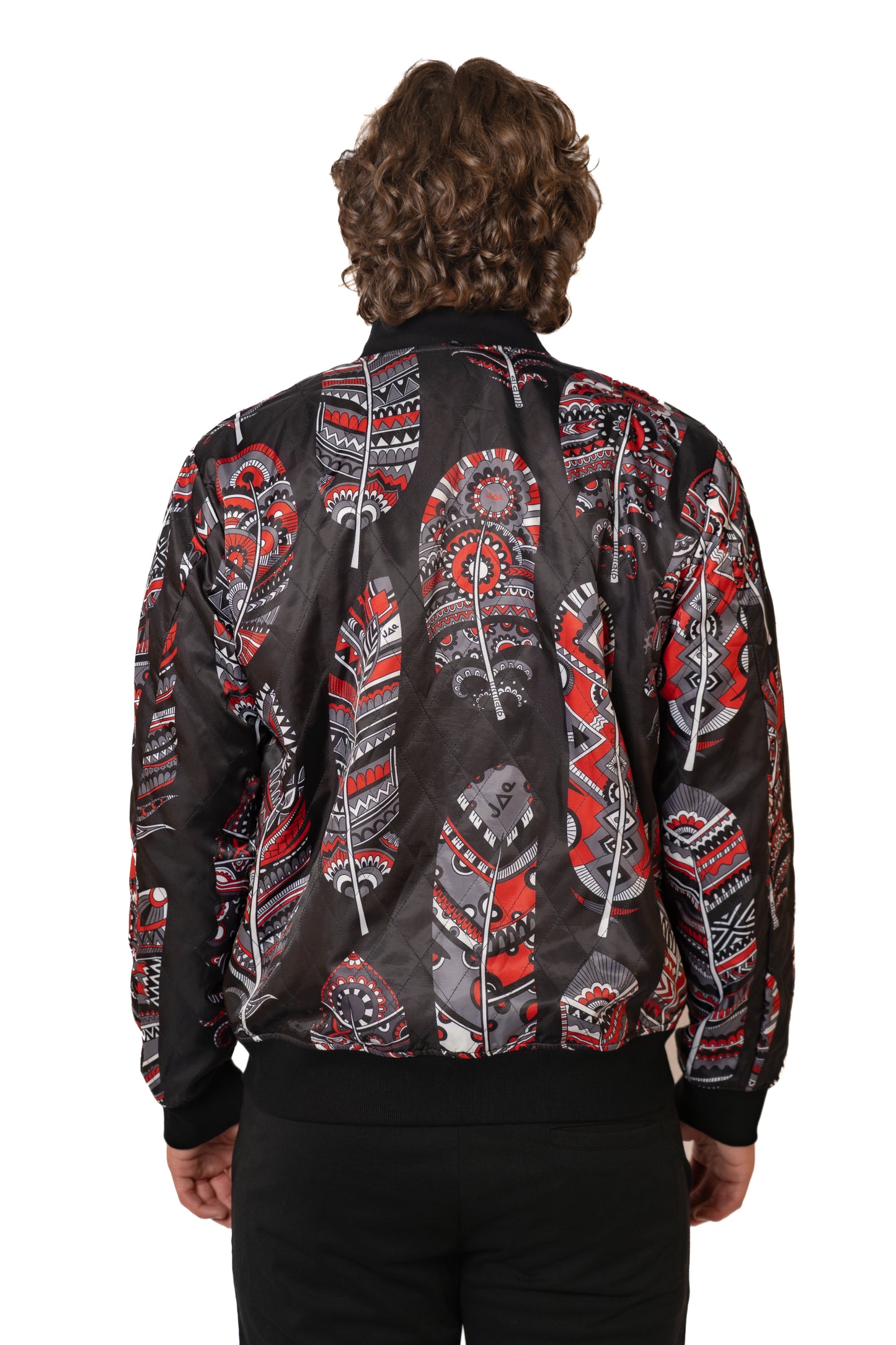 Reversible Red Feather Bomber Jacket
