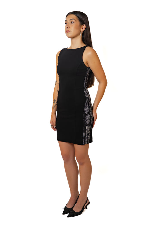 Sleeveless Mini Dress (Neechi Feather Print Panels) (Pre Order)