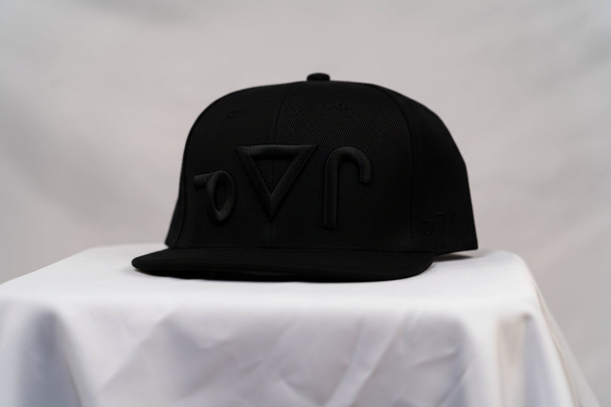 Feather Print Black-on-Black Neechi Syllabic Snapback