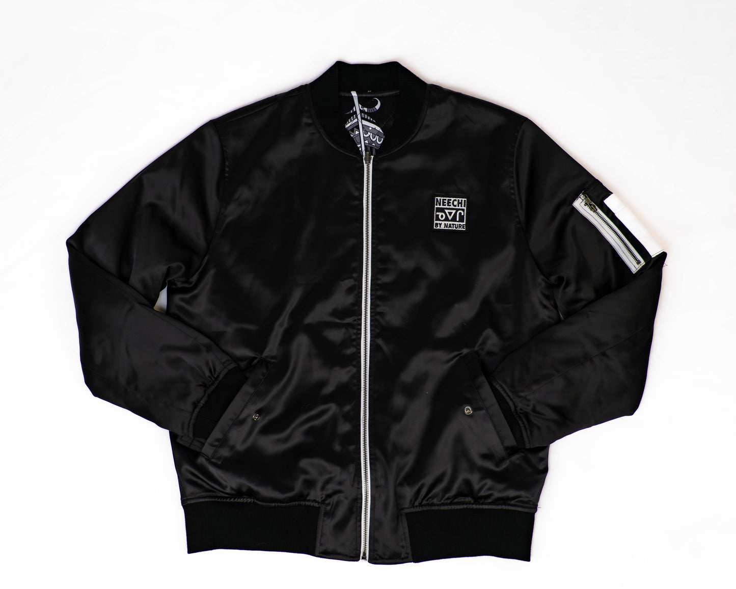 Reversible Black Feather Bomber Jacket
