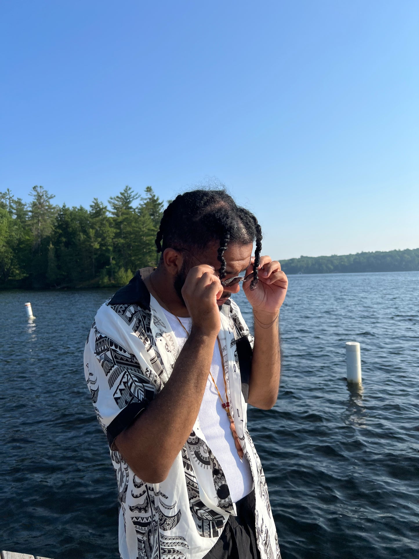 White Feather Button Up Shirt
