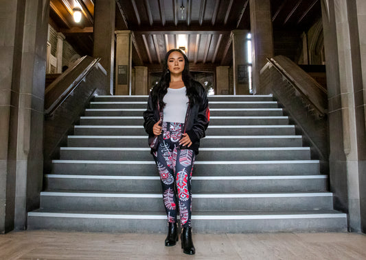 Red Feather Print Tights (Leggings)