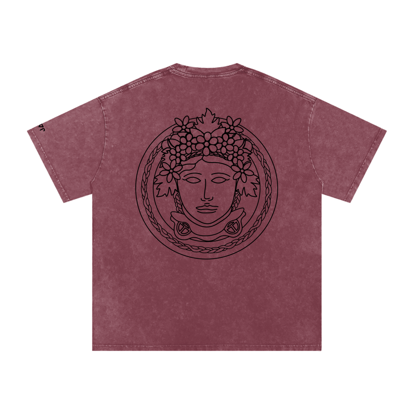 Matoaka Head (Black Print) Snow Washed Oversized  T-Shirt