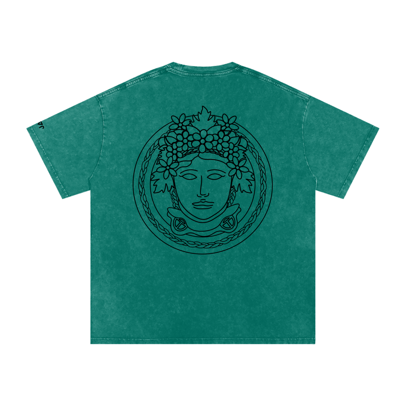 Matoaka Head (Black Print) Snow Washed Oversized  T-Shirt
