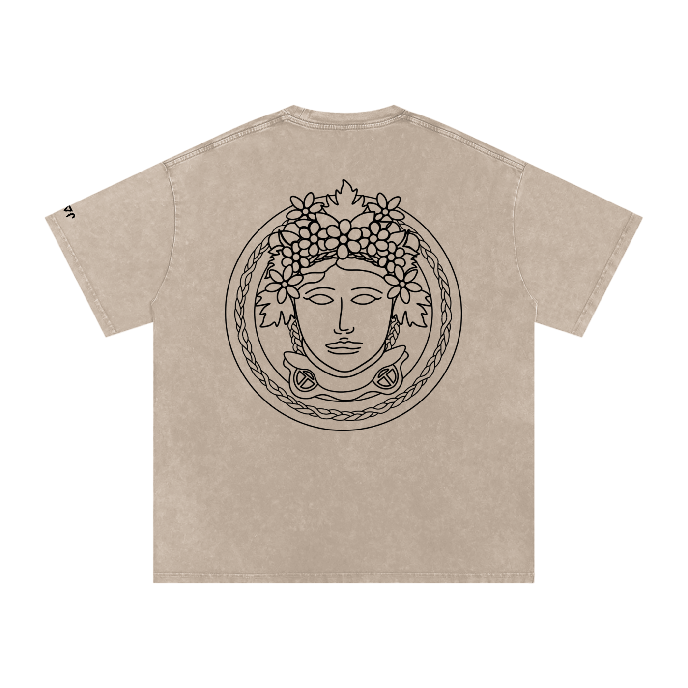 Matoaka Head (Black Print) Snow Washed Oversized  T-Shirt