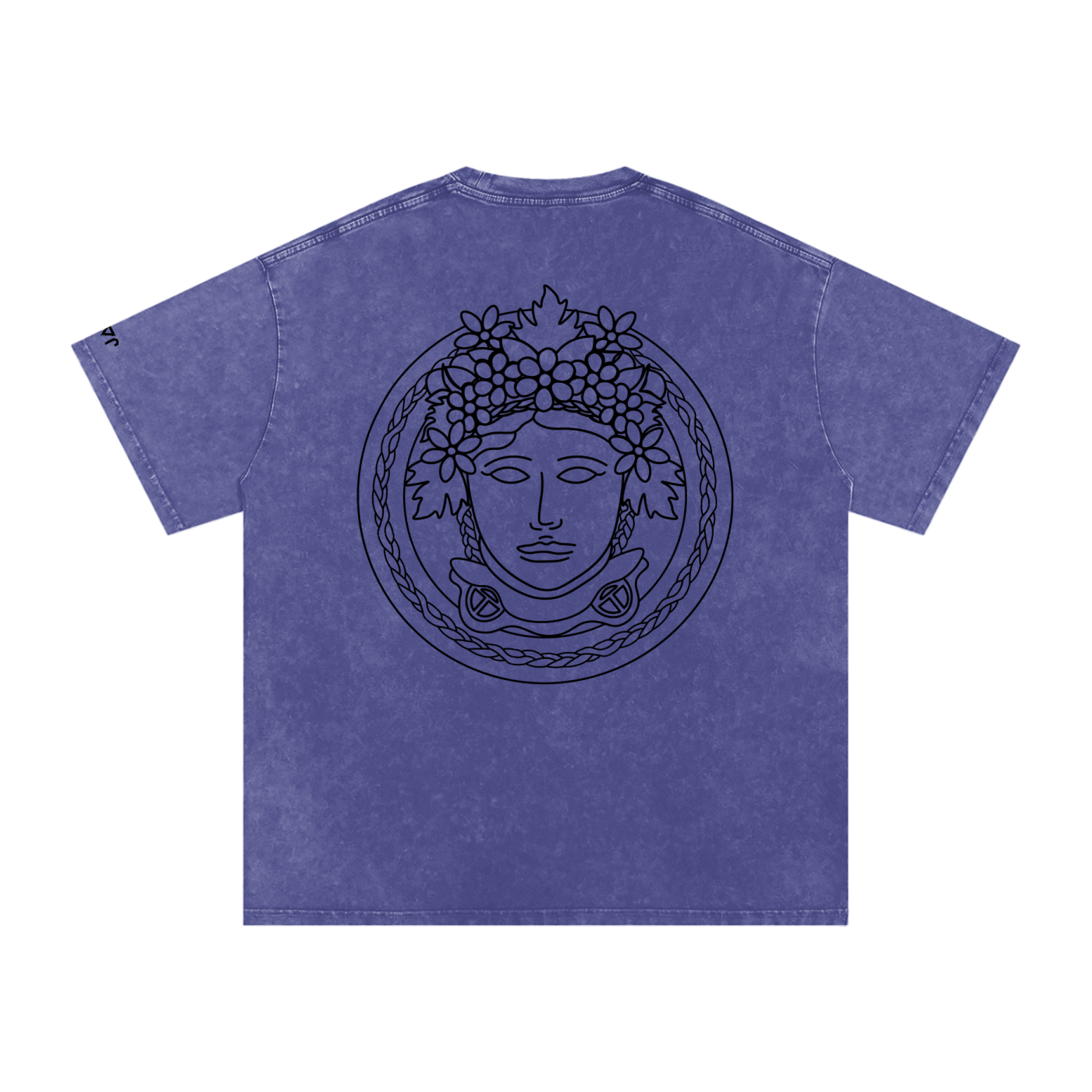 Matoaka Head (Black Print) Snow Washed Oversized  T-Shirt