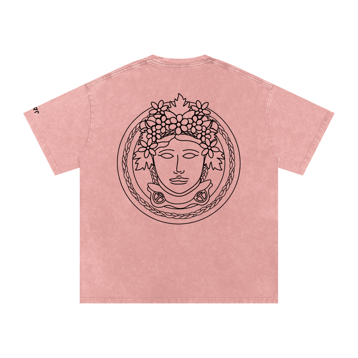 Matoaka Head (Black Print) Snow Washed Oversized  T-Shirt