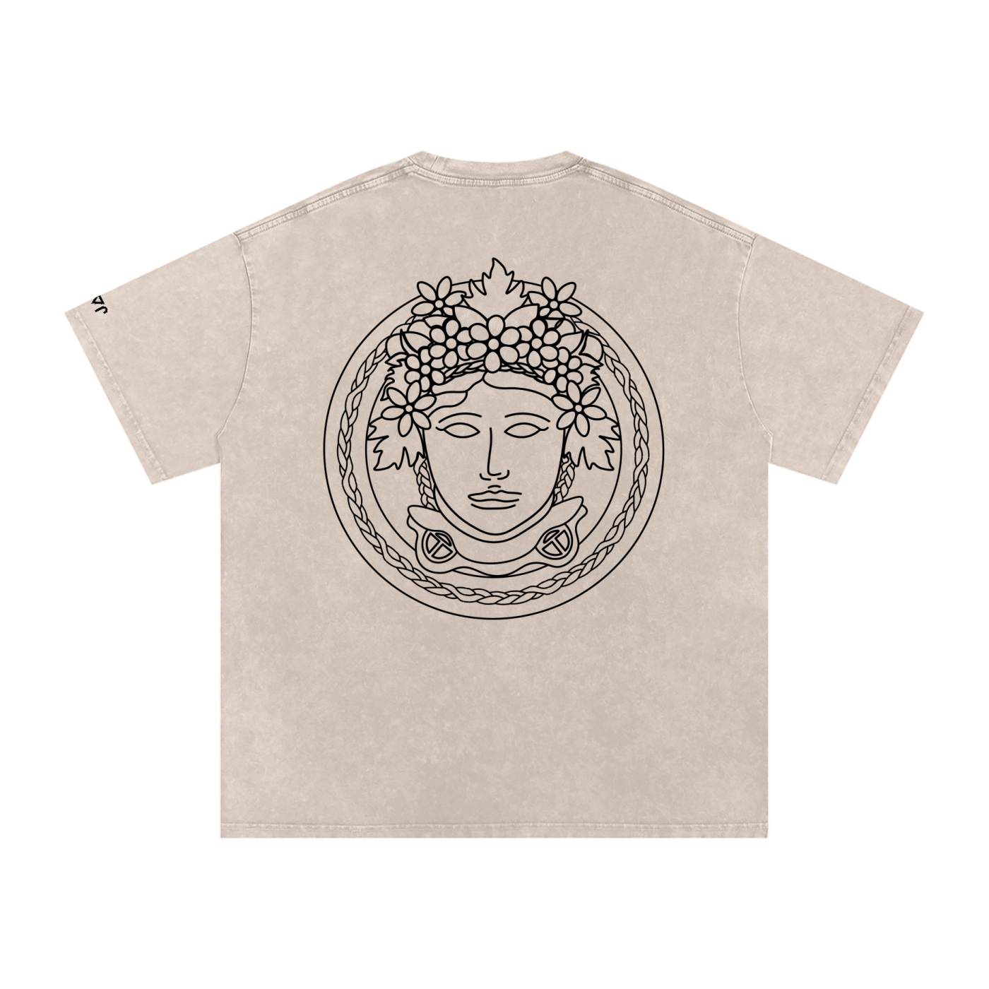 Matoaka Head (Black Print) Snow Washed Oversized  T-Shirt